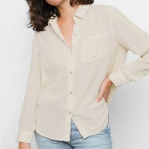 Lola River Cream Gauze Cotton Long Sleeve Button Down Shirt